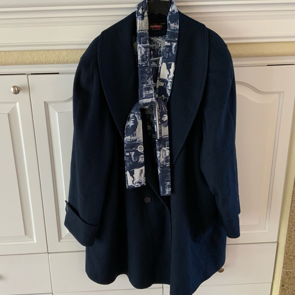 Vintage Alorna Woman blue wool pea coat size 2X